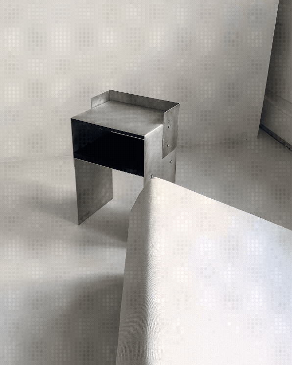 Matted Aluminium - Blackwood Sidetable