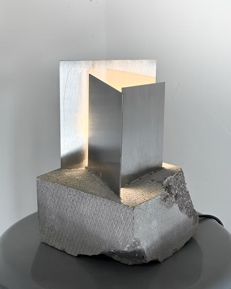 Sculptural Stainless Steel Table Light