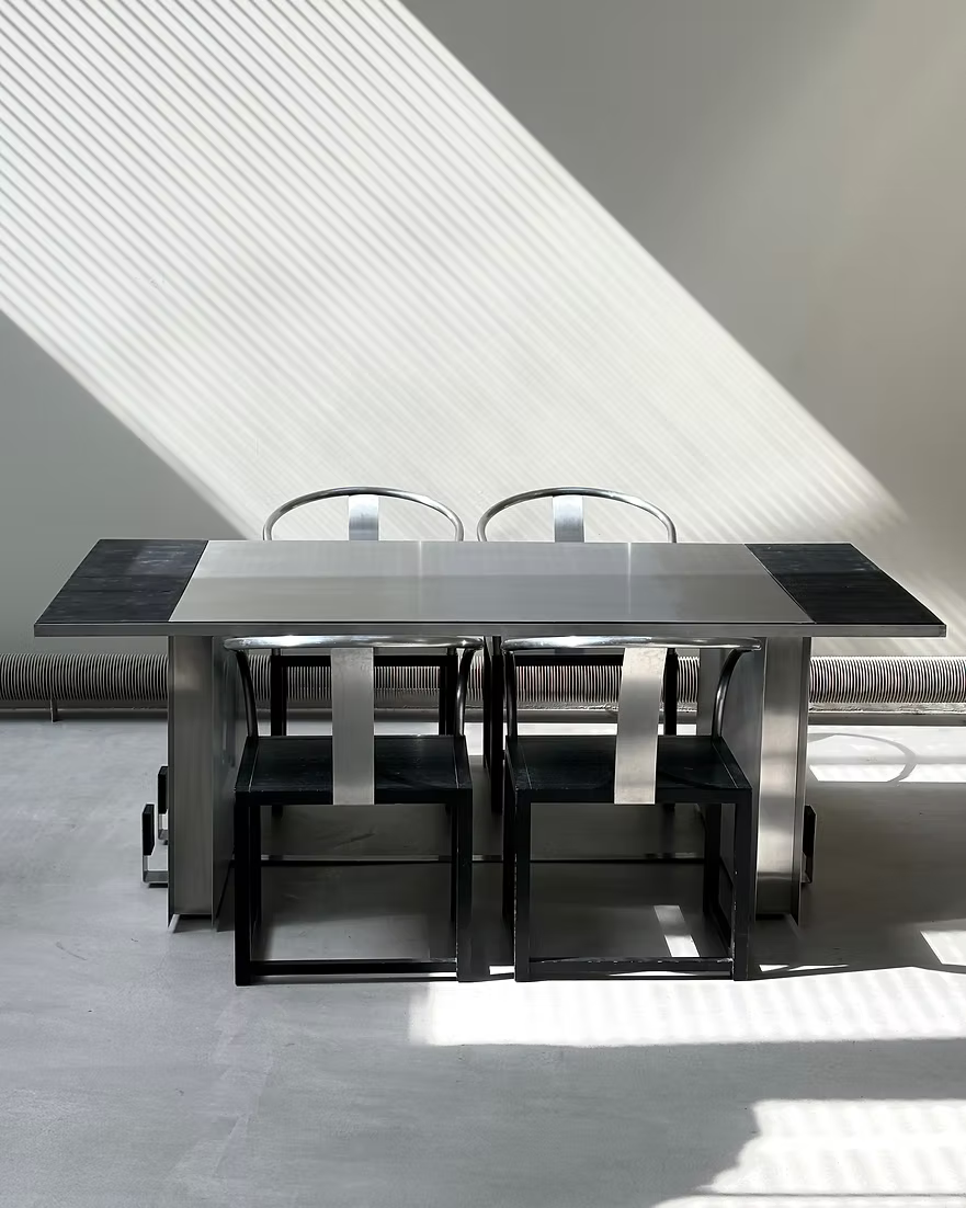 6 in 1 Blackwood & Stainless Steel Table