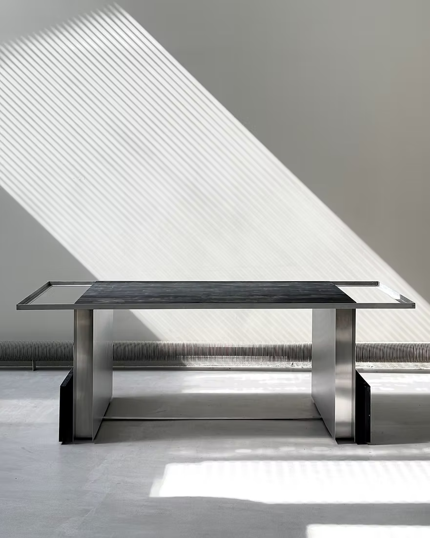 6 in 1 Blackwood & Stainless Steel Table