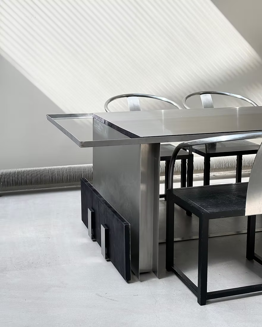 6 in 1 Blackwood & Stainless Steel Table