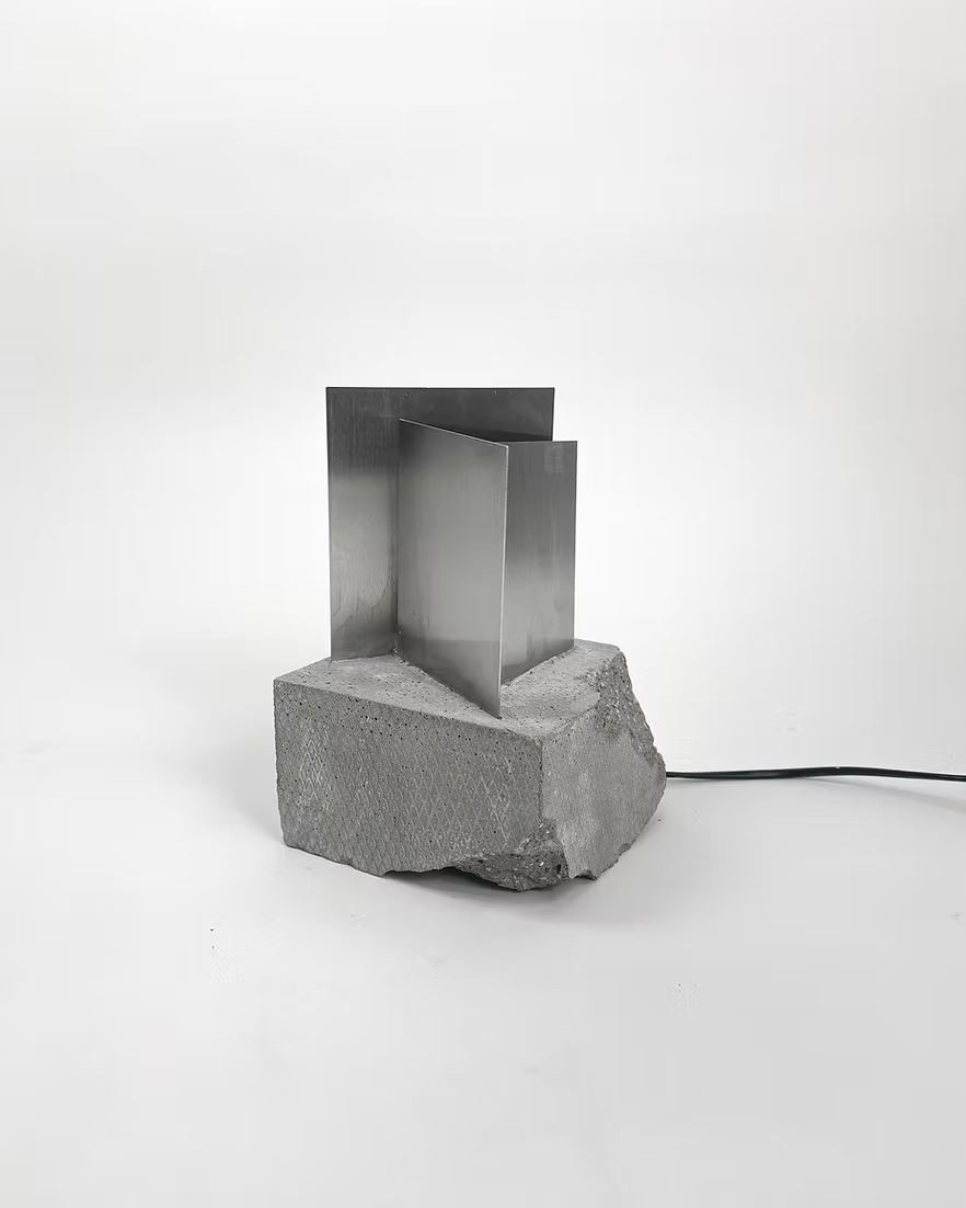Sculptural Stainless Steel Table Light