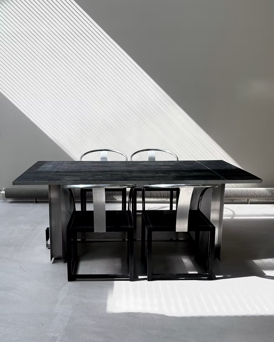 6 in 1 Blackwood & Stainless Steel Table