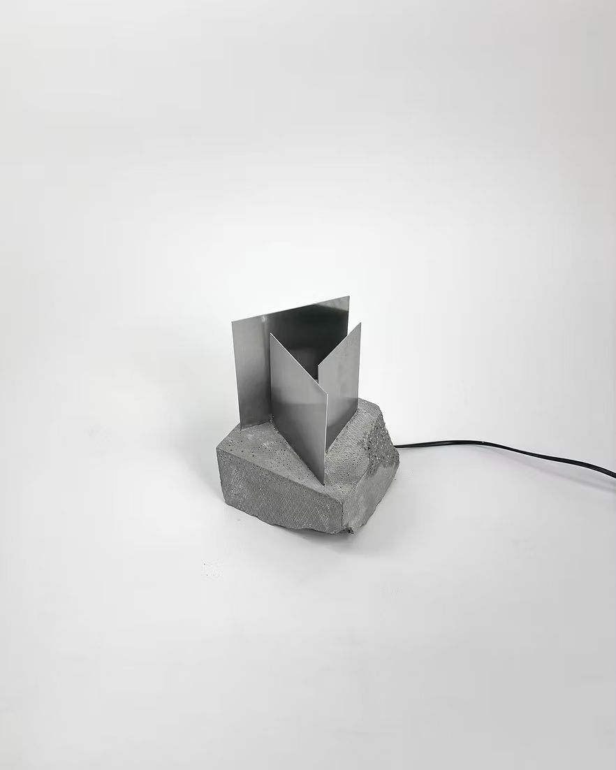 Sculptural Stainless Steel Table Light