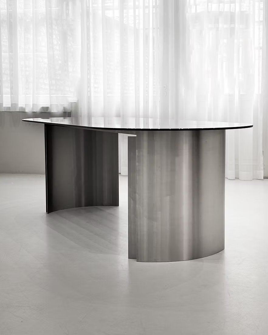 Rounded Stainless Steel Table