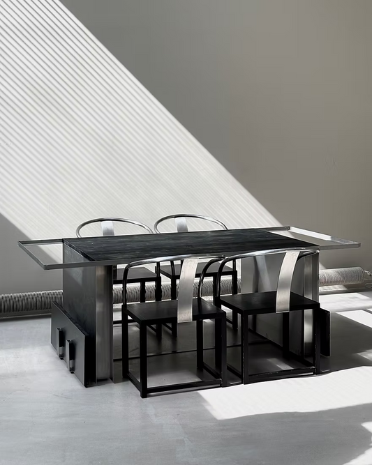 6 in 1 Blackwood & Stainless Steel Table