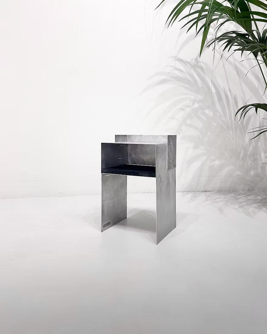 Matted Aluminium - Blackwood Sidetable