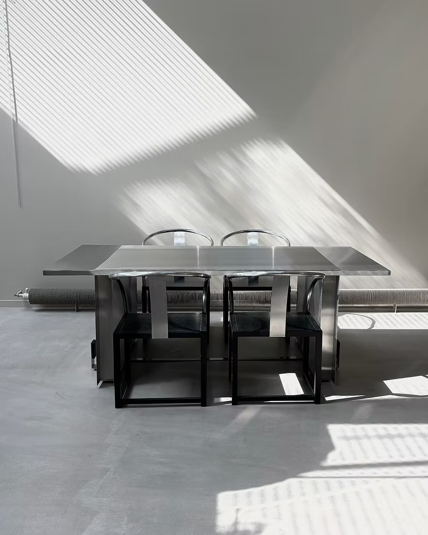 6 in 1 Blackwood & Stainless Steel Table