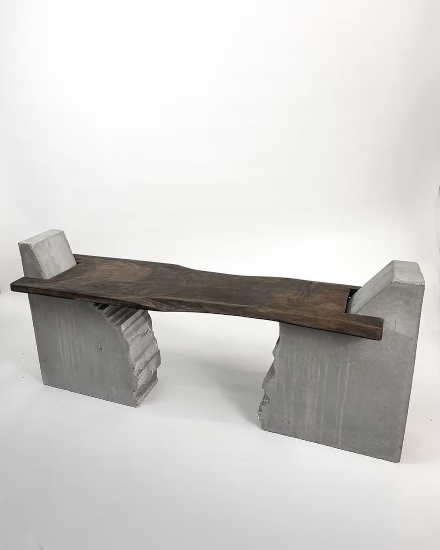 [FRAGMENT] Antique Wood and Concrete Bench