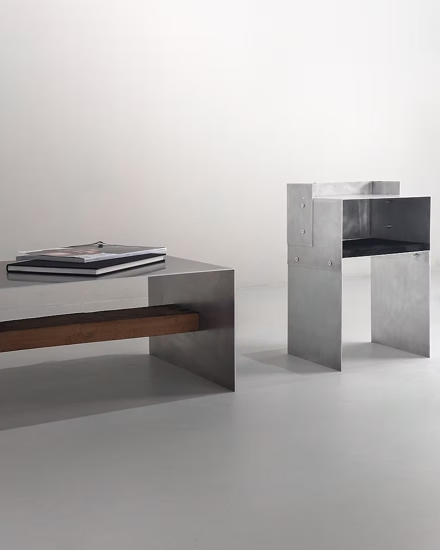 Matted Aluminium - Blackwood Sidetable