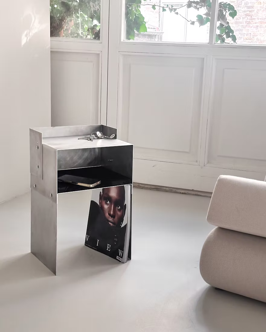 Matted Aluminium - Blackwood Sidetable