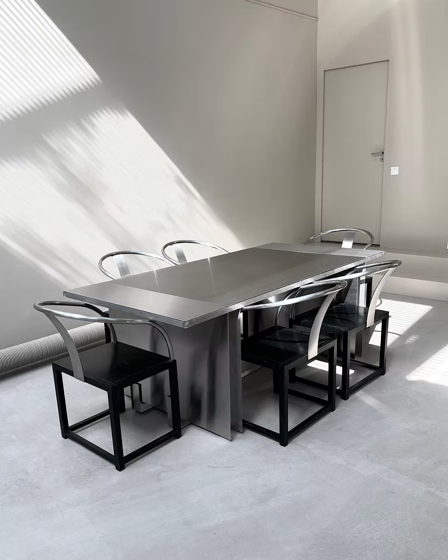 6 in 1 Blackwood & Stainless Steel Table