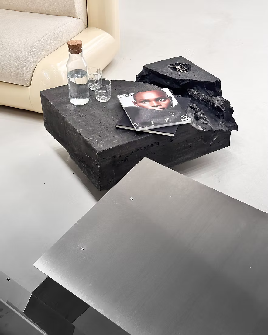 Black Concrete Sculptural Table