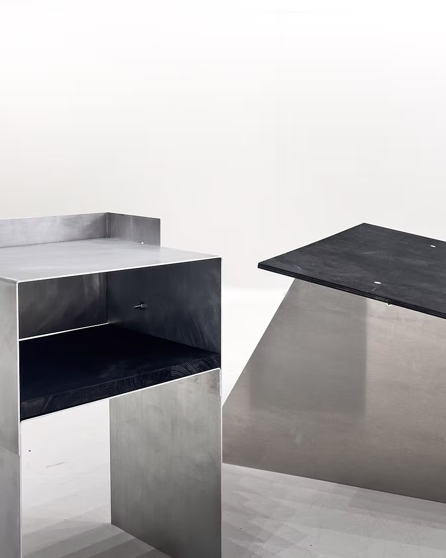 Matted Aluminium - Blackwood Sidetable