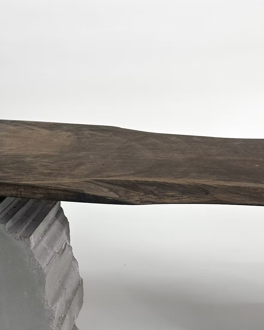 [FRAGMENT] Antique Wood and Concrete Bench