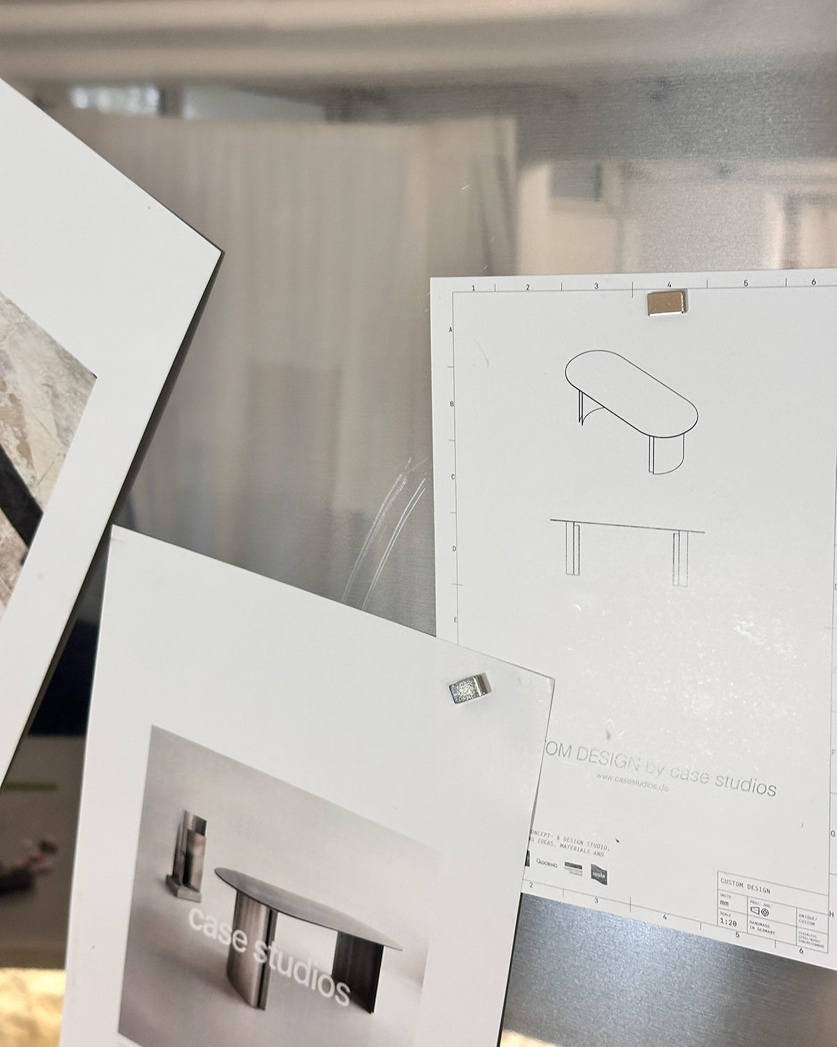 Mirrored Metal Moodboard - Magnetic Stainless Steel Notice Board