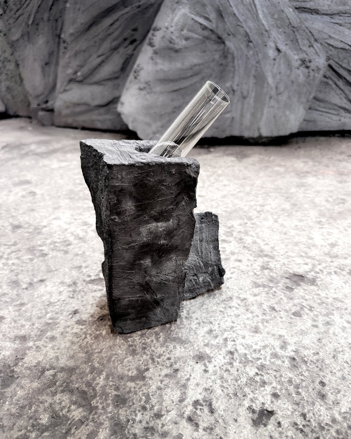 Black Concrete Flower Vases