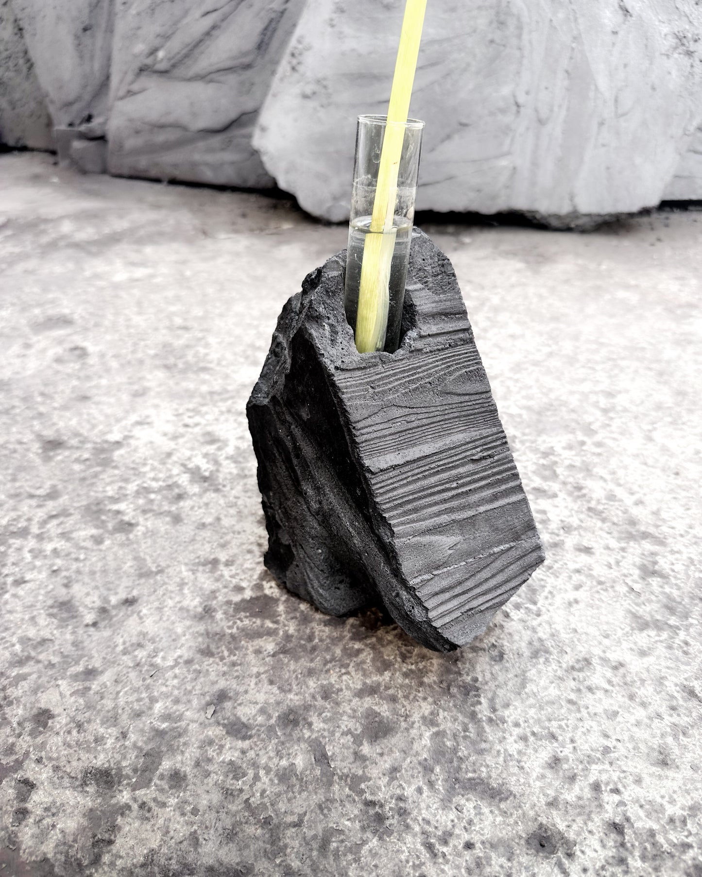 Black Concrete Flower Vases