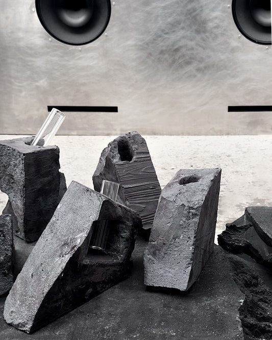 Black Concrete Flower Vases